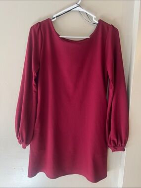 Lulu's Long Sleeve Shift Dress in Burgundy